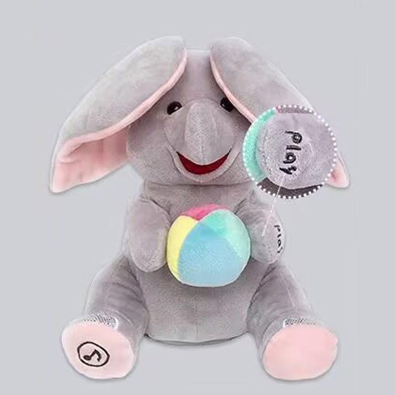 🐘Egy bájos plüss elefánt játék, amellyel bújócskázni lehet