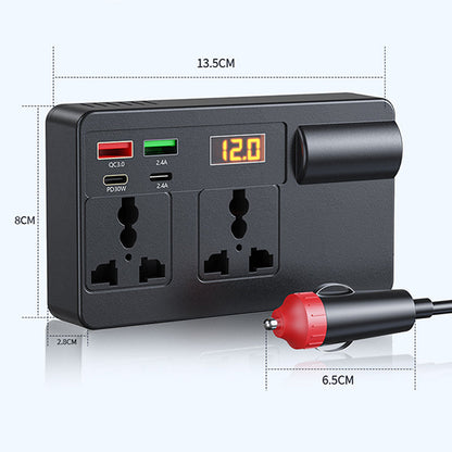 ⚡🔋Hordozható autóinverter 12 V/24 V – 220 V, digitális kijelzővel