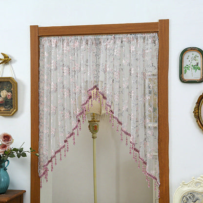 Rövid csipke ajtófüggöny rojtokkal