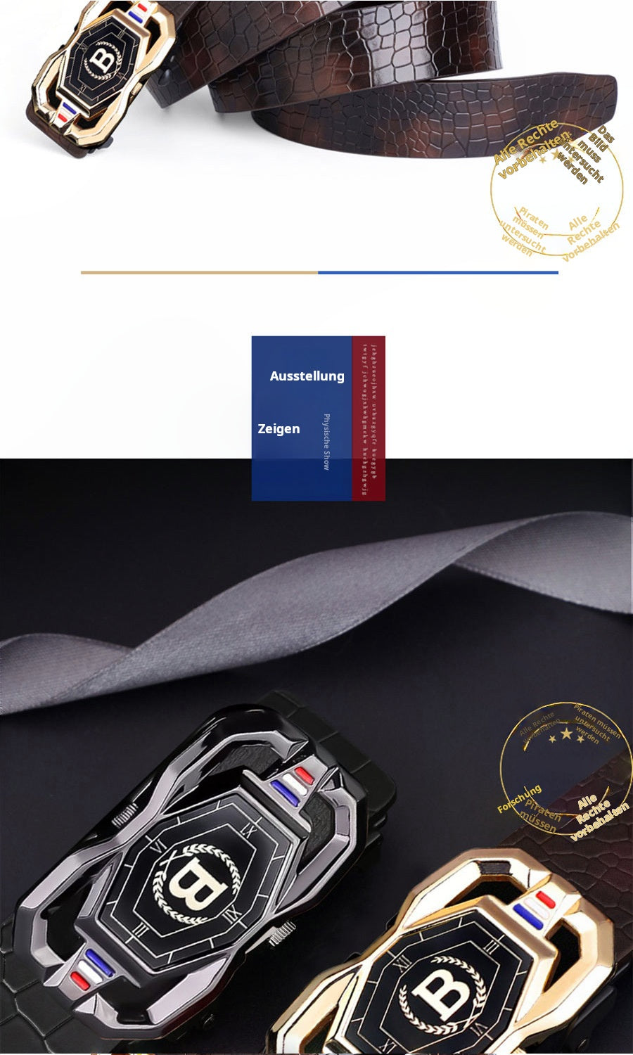 🐊Férfi bőröv, elegáns krokodilbőr mintával, automatikus csatral, marhabőrből készült.