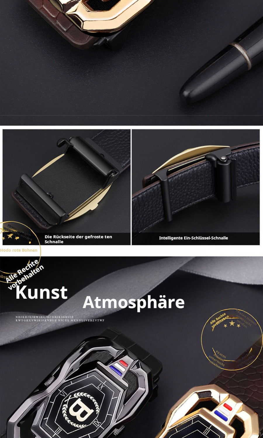 🐊Férfi bőröv, elegáns krokodilbőr mintával, automatikus csatral, marhabőrből készült.